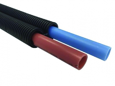 Tubo por dupla 12 prégaine duplo azul e vermelho - Ø 10x12 mm - bainha preta - longa. 50 m. Compromisso com a qualidade, em cada material, em cada entrega. Angola-Materiais.shop.