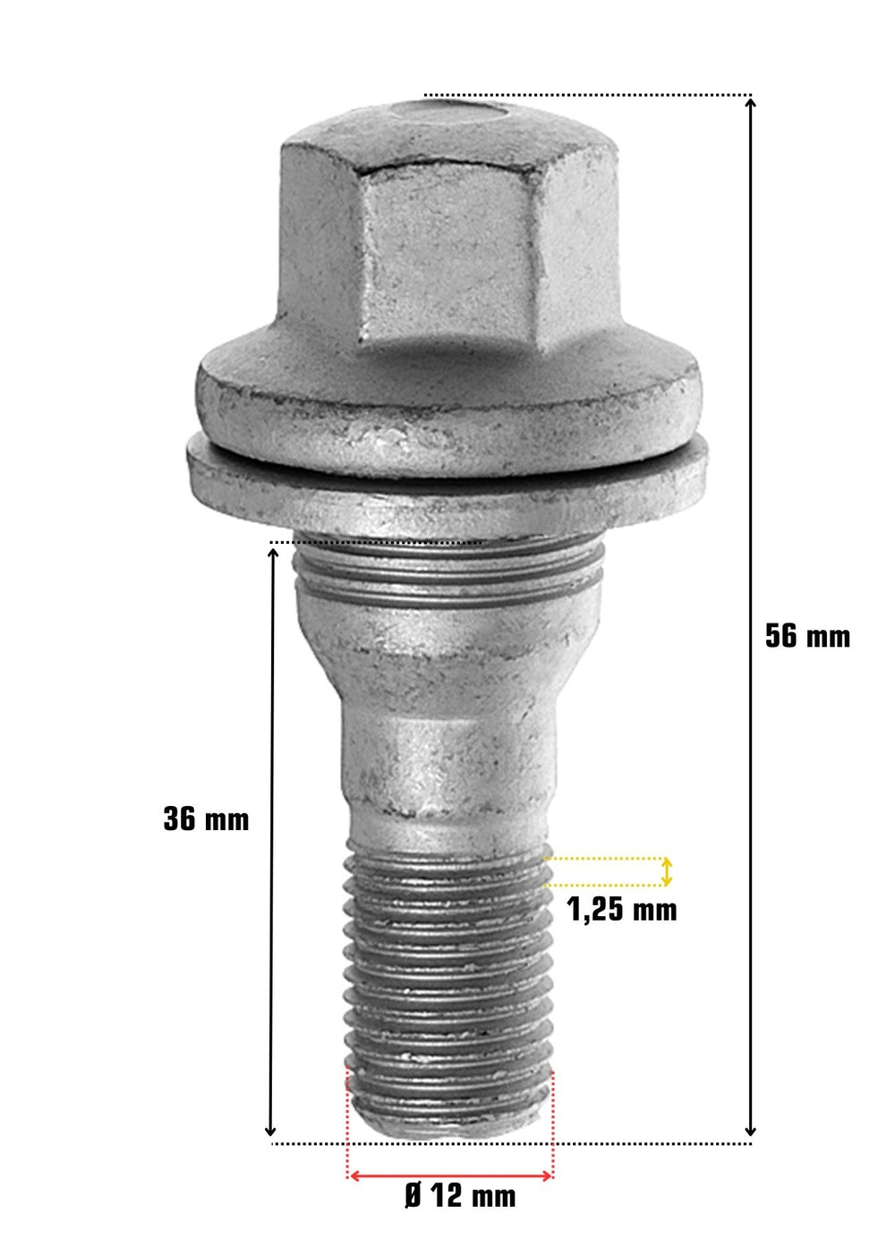 5 parafusos do tipo original em bolha para Peugeot Citroen 12x1.25x17/57 - Image 3