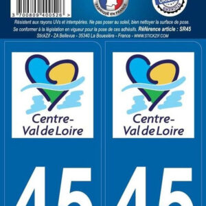 Departamento da Região dos Adesivos 45 Centro Val de Loire X2. Materiais que fazem a diferença em cada projeto. Angola-Materiais.shop.