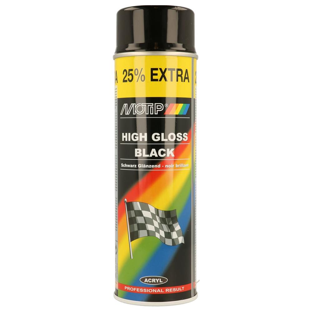 Brilhante Aerossol de tinta preta 500ml Motip. Entregas rápidas, produtos de primeira. Angola-Materiais.shop em todas as cidades de Angola.